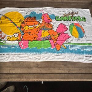 Garfield 1980's Vintage Beach Towel "Indulge Summer" Vibrant Color